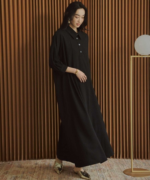 ELFRANK ワンピース 「2026SS」襟付き ロング丈 Aラインワンピース