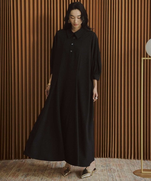 ELFRANK ワンピース 「2026SS」襟付き ロング丈 Aラインワンピース