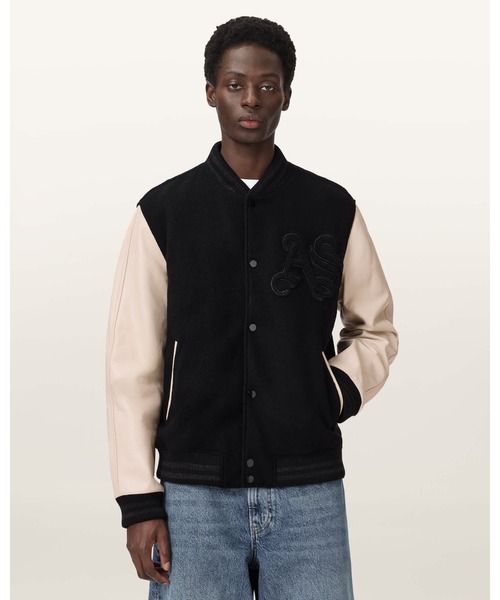 オールレザースタジャンONTARIO大学バーシティジャケットTALON40 ALLSAINTS（オールセインツ） スタジャン HOLLOWAY BOMBER JACKET