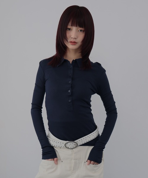ヘンリーネック tシャツ 襟付きヘンリーネックカットソー レディース ULYSSES
