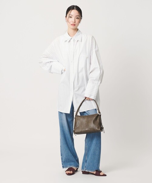 ブラウス シャツ 「provoke」ストライプ レイヤード ビッグシャツ
