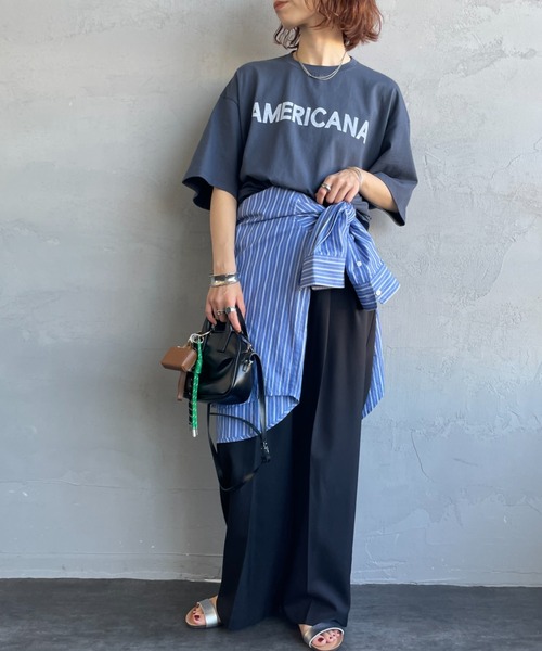 tシャツ 「Americana/アメリカーナ」 別注 AMERICANA ショート丈 プリントTシャツ「追加」 レディースの画像