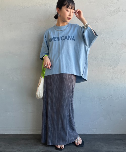 tシャツ 「Americana/アメリカーナ」 別注 AMERICANA ショート丈 プリントTシャツ「追加」 レディースの画像