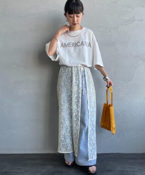 tシャツ 「Americana/アメリカーナ」 別注 AMERICANA ショート丈 プリントTシャツ「追加」 レディースの画像