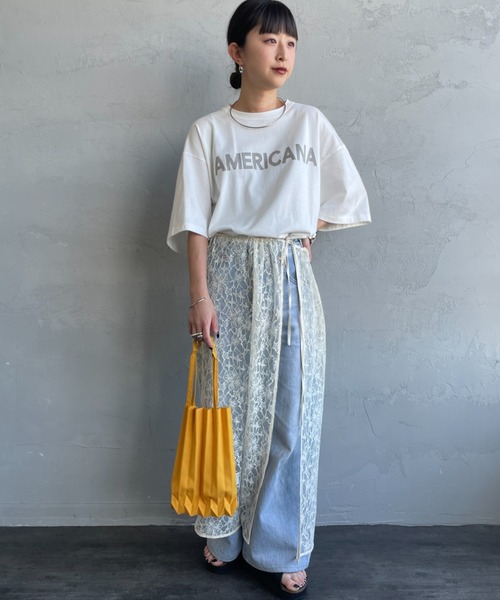 tシャツ 「Americana/アメリカーナ」 別注 AMERICANA ショート丈 プリントTシャツ「追加」 レディースの画像