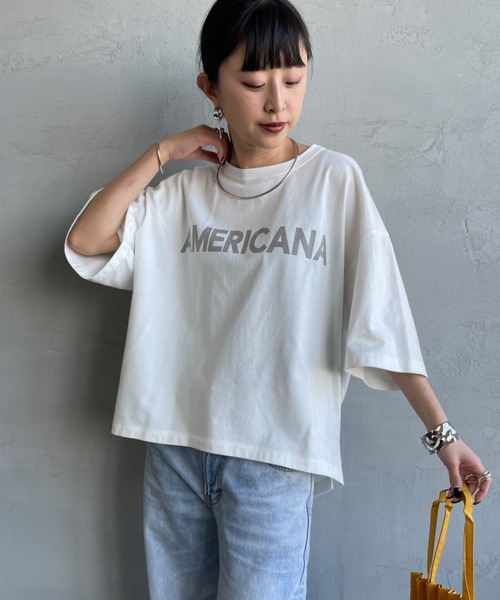 tシャツ 「Americana/アメリカーナ」 別注 AMERICANA ショート丈 プリントTシャツ「追加」 レディースの画像