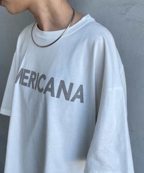 tシャツ 「Americana/アメリカーナ」 別注 AMERICANA ショート丈 プリントTシャツ「追加」 レディースの画像