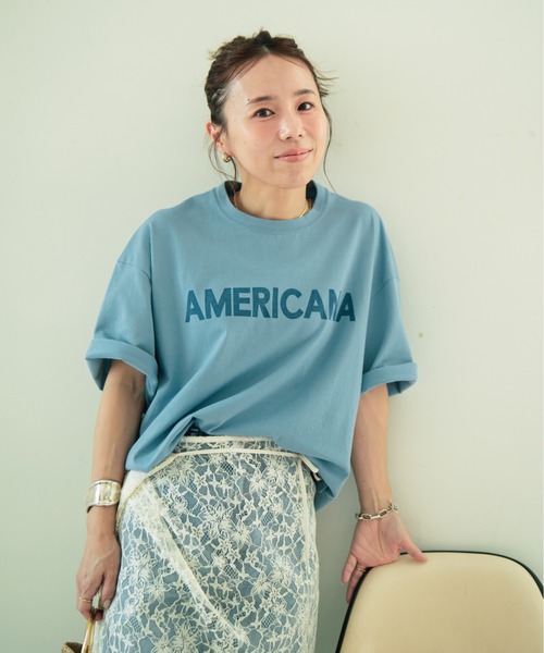 tシャツ 「Americana/アメリカーナ」 別注 AMERICANA ショート丈 プリントTシャツ「追加」 レディースの画像