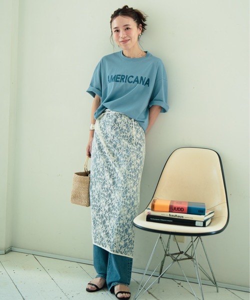 tシャツ 「Americana/アメリカーナ」 別注 AMERICANA ショート丈 プリントTシャツ「追加」 レディースの画像