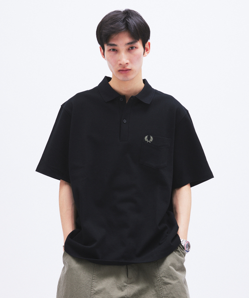 フレッドペリー　ポロシャツ　ブラック FRED PERRY（フレッドペリー） ポロシャツ 半袖 別注 ポケット ポロ
