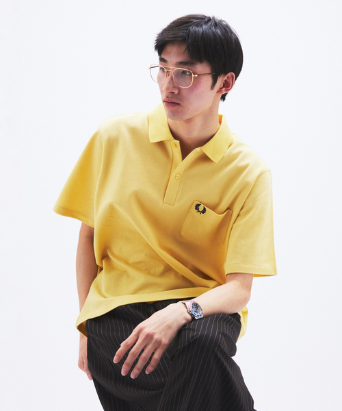未使用 フレッドペリー 半袖ポロシャツ 黒黄 XLサイズ FRED PERRY（フレッドペリー） ポロシャツ Polo Shirt バーチカル