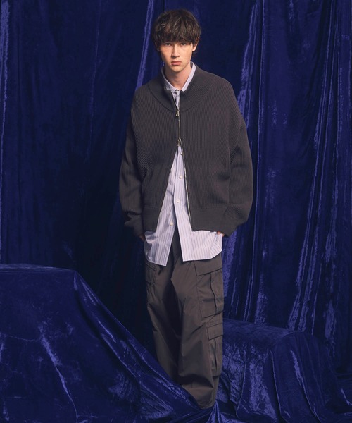 「MAISON SPECIAL」 ニットカーディガン 1 チャコールグレー メンズの画像