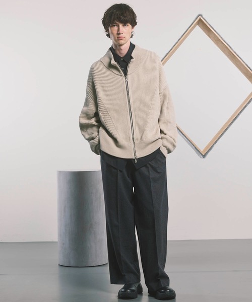 「MAISON SPECIAL」 ニットカーディガン 1 チャコールグレー メンズの画像