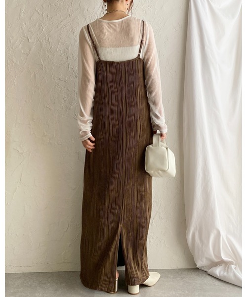 She's Closet ワンピース ウェーブ波柄 ロング丈 ピンタック プリーツ