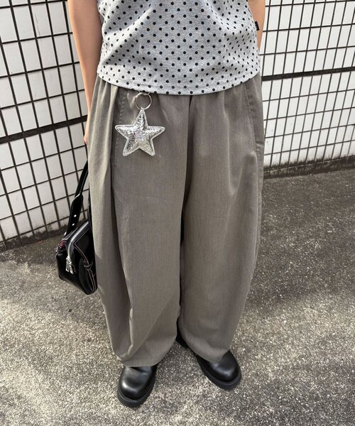 ワイドパンツ パンツ （ストライプ・無地）ワイドバルーンイージースラックス レディース メンズの画像