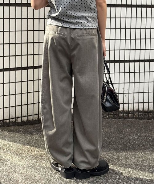 ワイドパンツ パンツ （ストライプ・無地）ワイドバルーンイージースラックス レディース メンズの画像
