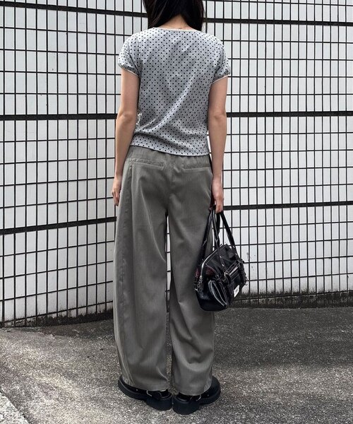 ワイドパンツ パンツ （ストライプ・無地）ワイドバルーンイージースラックス レディース メンズの画像