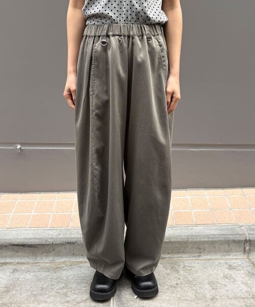 ワイドパンツ パンツ （ストライプ・無地）ワイドバルーンイージースラックス レディース メンズの画像