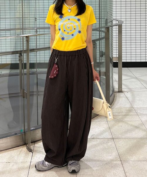 ワイドパンツ パンツ （ストライプ・無地）ワイドバルーンイージースラックス レディース メンズの画像