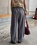 ワイドパンツ スラックス パンツ (ストライプ...の詳細画像3