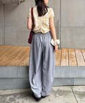 ワイドパンツ スラックス パンツ (ストライプ...の詳細画像1