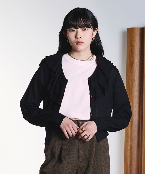 ROSE BUD - ローズバッド/カーディガン ROSE BUD（ローズバッド） カーディガン FRILL COLLAR CARDIGAN