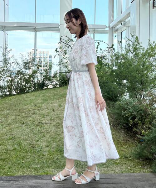 【洗える】クラウディフラワー ワンピース Couture Brooch（クチュール ブローチ） ワンピース 半袖 「洗える