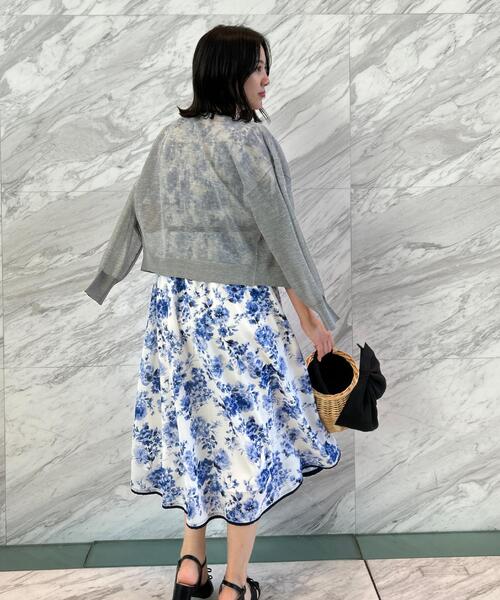EPOCA 新品未使用 フラワーモチーフ　花柄 ニット　半袖　ワンピース　38 Couture Brooch（クチュール ブローチ） ワンピース 半袖 「洗える