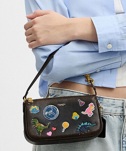 COACH（コーチ） ポーチ プラザ バッグ 18・ラブド レザー・ステッカー