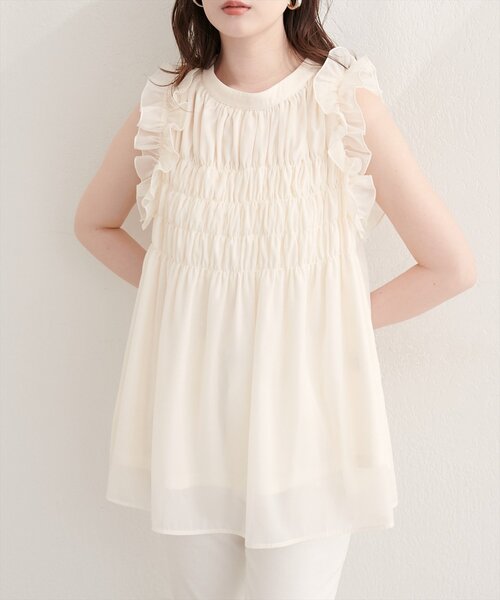natural couture ブラウス シャツ バックリボンノースリチュニック