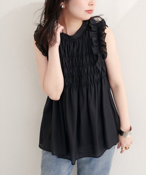 natural couture ブラウス シャツ バックリボンノースリチュニック