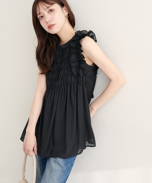 natural couture ブラウス シャツ バックリボンノースリチュニック