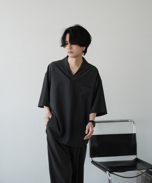 「WYM LIDNM」 半袖シャツ M チャコール メンズ_画像3
