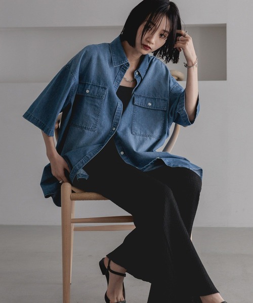 「LOWRYS FARM」 半袖シャツ FREE ライトブルー レディース_画像8