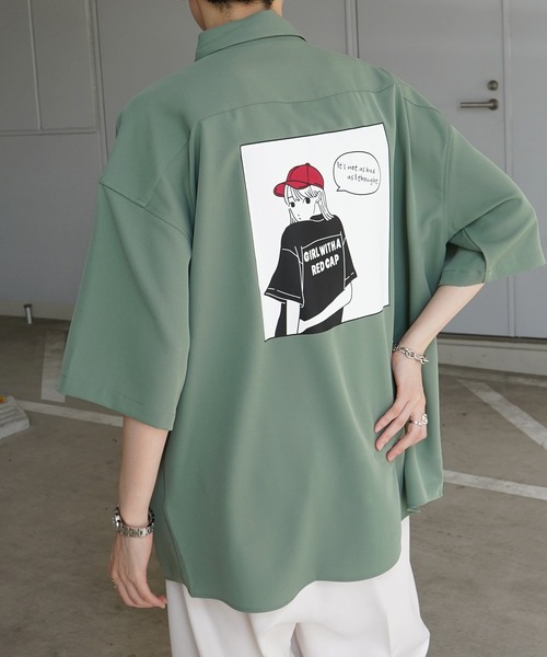 「Red Cap Girl」 半袖シャツ L ブラック系その他 メンズ_画像2