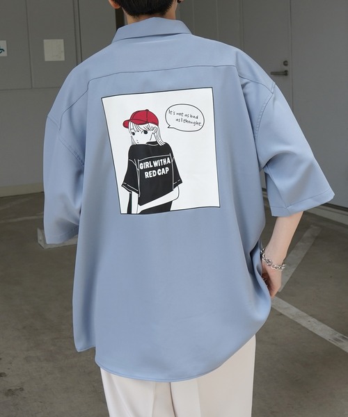 「Red Cap Girl」 半袖シャツ L ブラック系その他 メンズ_画像6