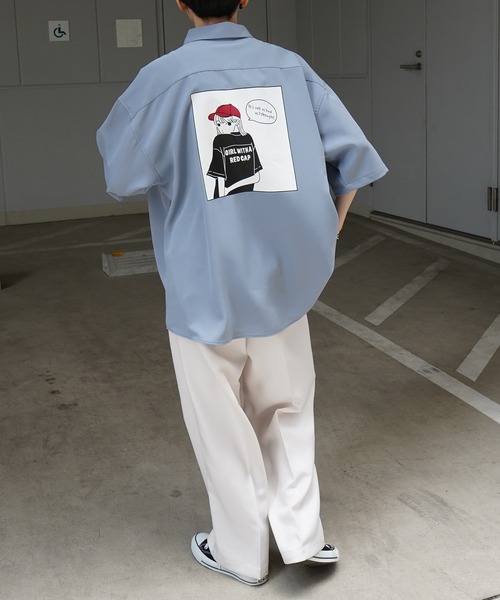 「Red Cap Girl」 半袖シャツ L ブラック系その他 メンズ_画像7