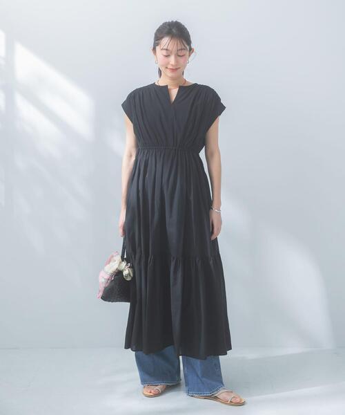 URBAN RESEARCH ROSSO WOMEN」 ノースリーブワンピース 36 ブラック