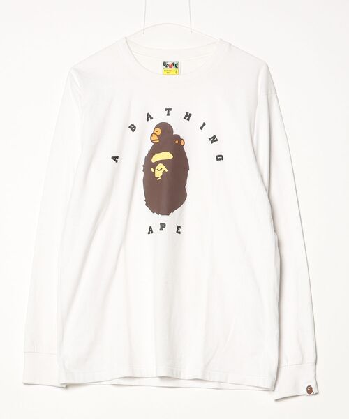 A BATHING APE TシャツLサイズ A BATHING APE（アベイシングエイプ） 長袖Tシャツ L ホワイト メンズ