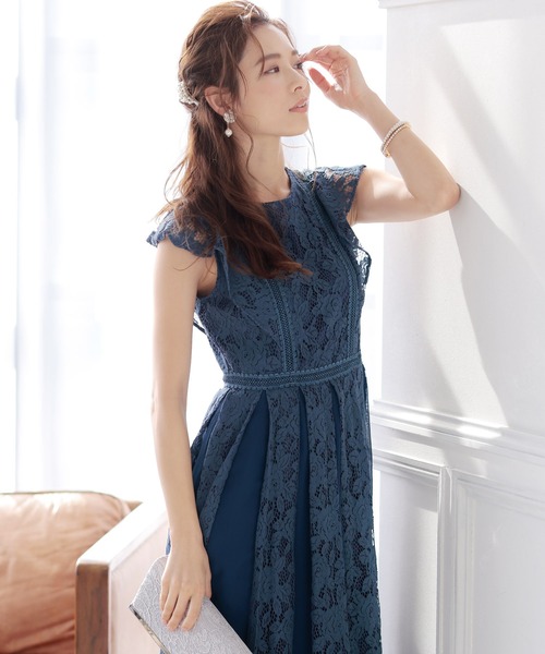 美品 kaene レース ロングワンピース ノースリーブ 結婚式二次会