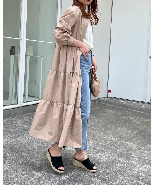 ワンピース シャツワンピース 低身長サイズ有 バンドカラーティアードシャツ前開きワンピース Zozotown Paypayモール店 通販 Paypayモール