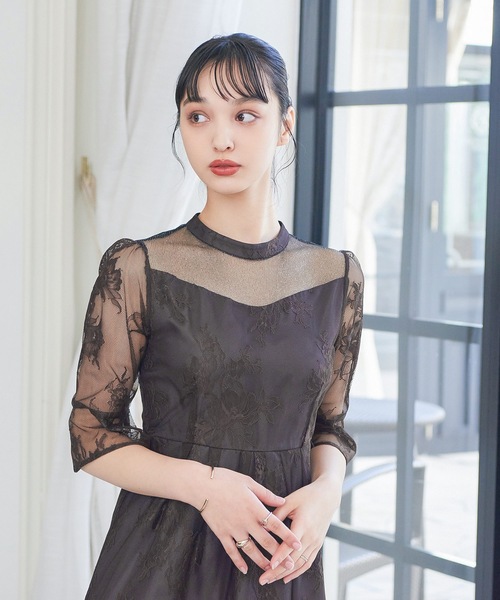 ウエディング パーティードレス チュール レース ラメ niana ドレス ラメチュール×レースパーティードレス : ZOZOTOWN