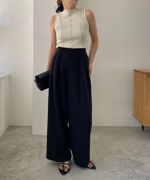 パンツ 「低身長・高身長サイズあり」2タックワイドパンツ レディース  