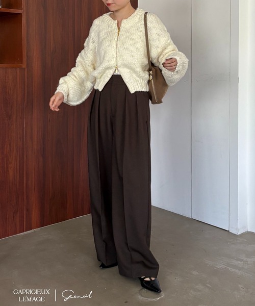 CAPRICIEUX LE'MAGE ベージュ ワイドパンツ サイズ36 CAPRICIEUX LE'MAGE」 ハーフパンツ 36 ベージュ レディース