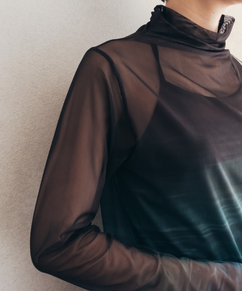 sahara tシャツ H/N Sheer Top/ハイネックシアートップス