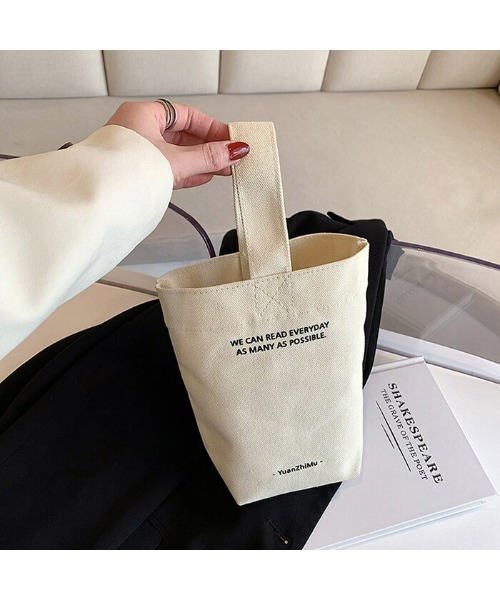 ハンドバッグ キャンバス ロゴ ミニ 手提げバッグ 小さい コンパクト