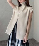 ベスト ジレ ハイネックWジップニットベスト(...の詳細画像1
