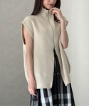 ベスト ジレ ハイネックWジップニットベスト(...の詳細画像5