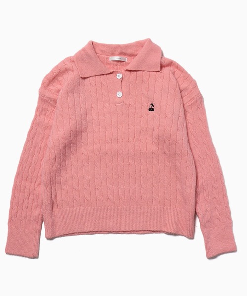 ニット セーター CHERRIES KNIT POLO / ニットポロ レディース Chick ニット セーター CHERRIES KNIT POLO / ニットポロ