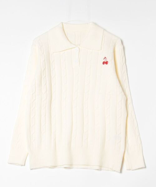 ニット セーター CHERRIES KNIT POLO / ニットポロ レディース Chick ニット セーター CHERRIES KNIT POLO / ニットポロ